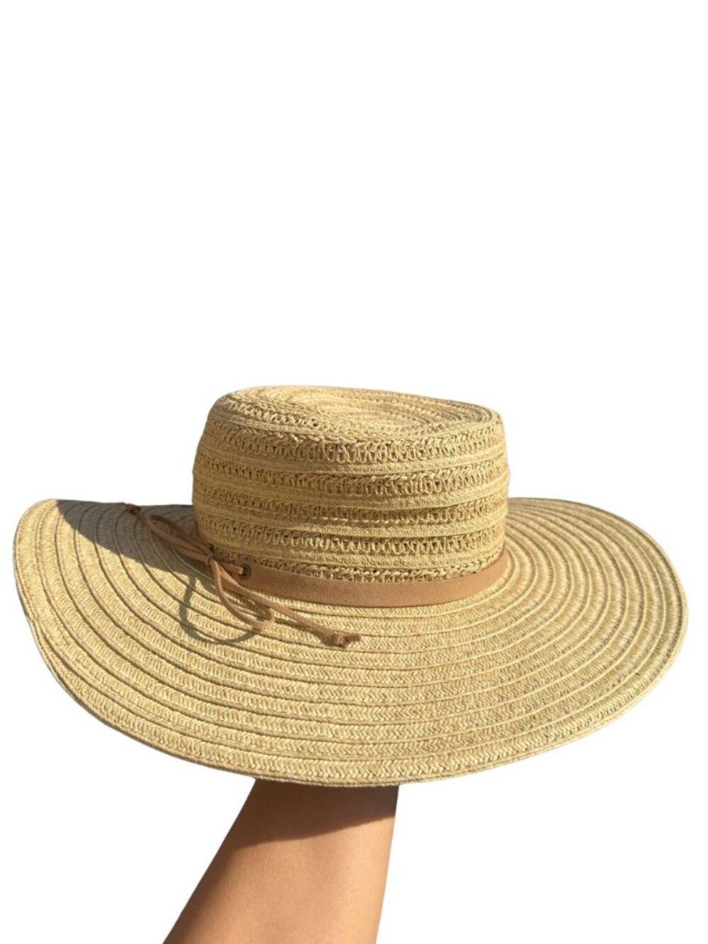 NWT Lucky Brand Wide Brim Straw Sun Hat Boho Summer Boater